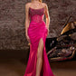 Ladivine CW301 High Glamour Strapless Sheer Bodice Evening Gown