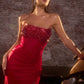 Ladivine CW301 High Glamour Strapless Sheer Bodice Evening Gown