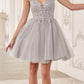 Ladivine CY022 Beaded A-Line Layered Tulle Short Homecoming Dress