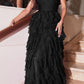 Ladivine CZ0027 Long Strapless Ruffled Skirt A-Line Dress