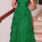 Ladivine CZ0027 Long Strapless Ruffled Skirt A-Line Dress