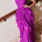 Ladivine CZ0027 Long Strapless Ruffled Skirt A-Line Dress