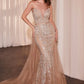 Ladivine CZ0028 Strapless Crystal & Pearl Embellished Gown With Overskirt
