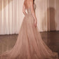 Ladivine CZ0028 Strapless Crystal & Pearl Embellished Gown With Overskirt