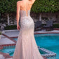 Ladivine CZ2408 Fitted Evening Gown Sweetheart Neck Leg Slit