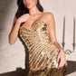 Ladivine CZ2409 Luxe Sparkle Strapless Prom Fitted Sequin Gown