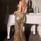 Ladivine CZ2409 Luxe Sparkle Strapless Prom Fitted Sequin Gown
