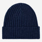 Milano (navy blue) - Italian 100% cashmere ribbed beanie (unisex)