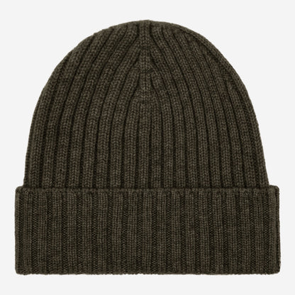 Milano (dark green) - Italian 100% cashmere ribbed beanie (unisex)