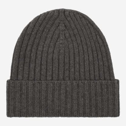 Milano (dark grey) - Italian 100% cashmere ribbed beanie (unisex)