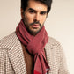 Riccardo (red & grey) - Italian 100% cashmere scarf with pattern
