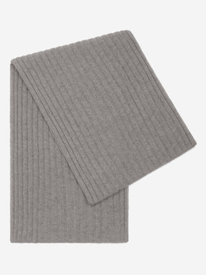 Napoli (light grey) - Italian 100% cashmere ribbed scarf (unisex)