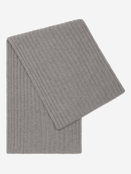 Napoli (light grey) - Italian 100% cashmere ribbed scarf (unisex)