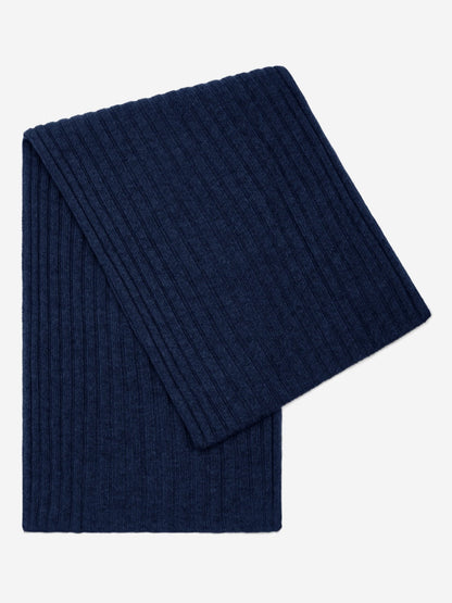 Napoli (navy blue) - Italian 100% cashmere ribbed scarf (unisex)