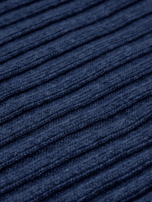 Napoli (navy blue) - Italian 100% cashmere ribbed scarf (unisex)