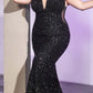 Cinderella Divine CD975 Long Off The Shoulder Sequin Mermaid Gown