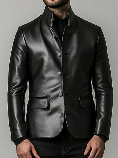 Charles Black Premium Leather Blazer – Black Leather Jacket