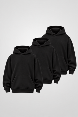 Three Black Drop Shoulder Hoodies