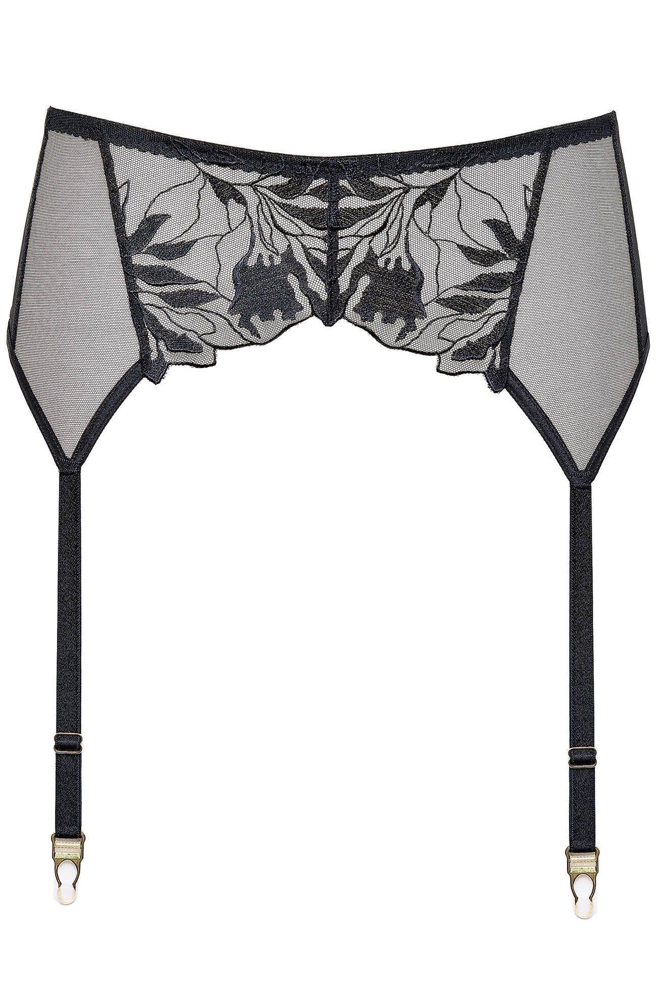 Gorteks Coco Black High Waist Mesh Garter Belt-4
