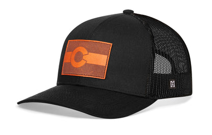 Colorado Flag Trucker Hat  |  Leather CO Snapback