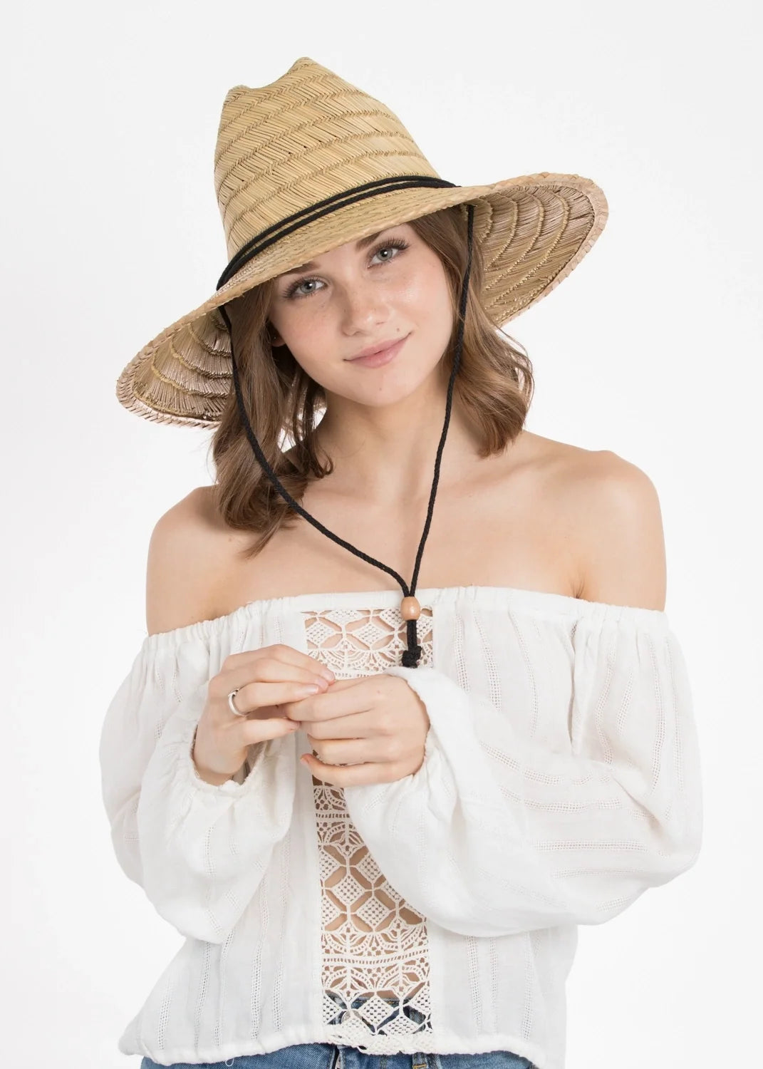 Peter Grimm Costa straw lifeguard hat by HatCountry with wide brim and chin cord