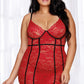 Plus Size Red Lace Underwire Chemise