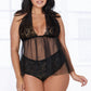 Plus Size Retro Mesh and Lace Babydoll