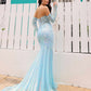 Nox Anabel D1263 Long Strapless Sequin Mermaid Dress Removable Gloves