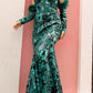 Nox Anabel D1269 Detachable Long Sleeves Floral Sequin Mermaid Gown