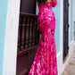 Nox Anabel D1269 Detachable Long Sleeves Floral Sequin Mermaid Gown