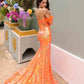 Nox Anabel D1269 Detachable Long Sleeves Floral Sequin Mermaid Gown