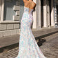 Nox Anabel D1269 Detachable Long Sleeves Floral Sequin Mermaid Gown