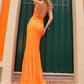 Nox Anabel D1355 Long Fitted Sequin Gown V-Neck Sweep Train