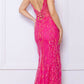 Nox Anabel D1355 Long Fitted Sequin Gown V-Neck Sweep Train