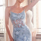 Ladivine D145 Long Sparkly Mermaid Gown Tulle Skirt Corset Back
