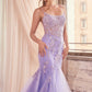 Ladivine D145 Long Sparkly Mermaid Gown Tulle Skirt Corset Back