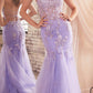 Ladivine D145 Long Sparkly Mermaid Gown Tulle Skirt Corset Back