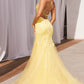 Ladivine D145 Long Sparkly Mermaid Gown Tulle Skirt Corset Back