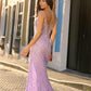 Nox Anabel D1465 Long Fitted Scoop Neck Sequin Gown