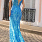 Nox Anabel D1465 Long Fitted Scoop Neck Sequin Gown