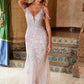 Nox Anabel D1578 Sequin Embroidery Plunged Neckline Mermaid Dress