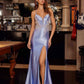 Nox Anabel D1760 Plunging V-Neckline Sequined Applique Prom Gown