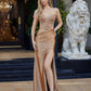 Nox Anabel D1765 Strapless V-Neckline Side Split Prom Gown