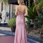 Nox Anabel D1766 Shiny Satin Prom Gown Plunging V-Neckline