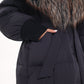 Rei Genuine Fur Trim Hooded Down Coat in Navy