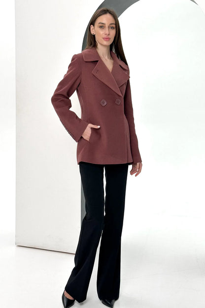 Lyndale Cashmere Wool Blend Coat in Sangria
