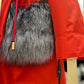 Roma Genuine Silver Fox Fur Rabbit Fur Insulated Parka in Red