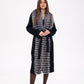Genuine Silver Fox Virgin Wool Wrap Coat in Black