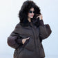 Chantal Genuine Fur Trim Down Fill Coat in Chocolate