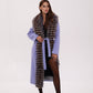 Genuine Silver Fox Virgin Wool Wrap Coat in Lavender